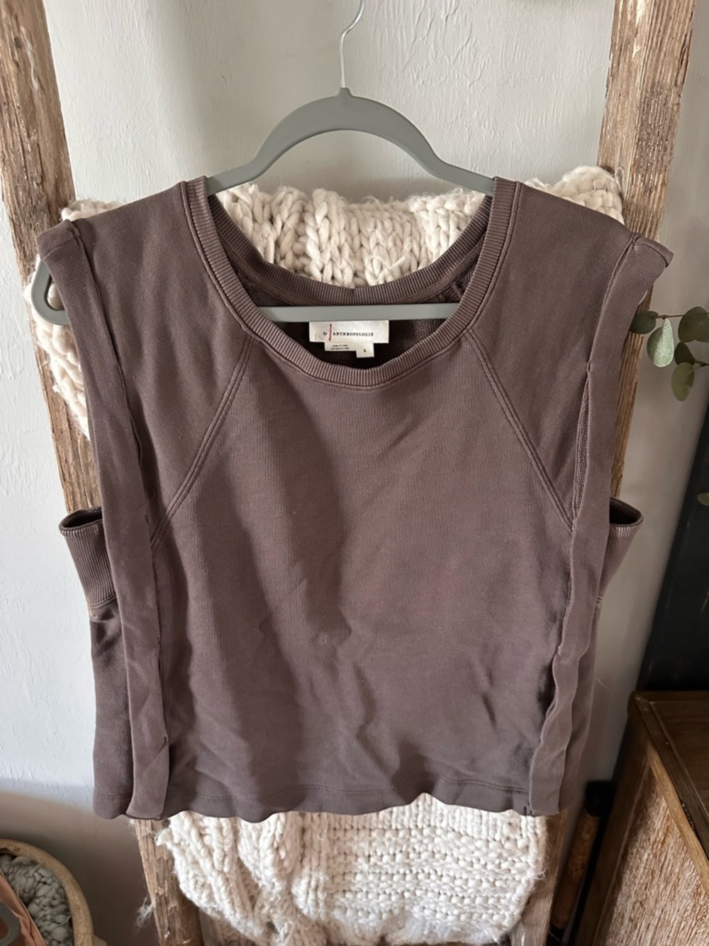 Anthropologie gray/Brown Sleeveless Sweatshirt Tank